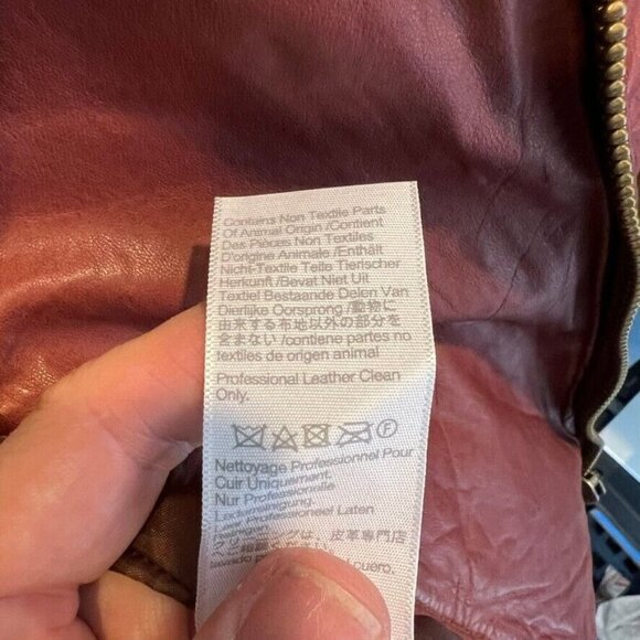 Madewell $525 Washed Leather Motorcycle Jacket Dusty Redwood Size M NC112 - Picture 3 of 15